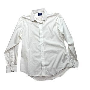 Lorenzo Uomo White Dress Shirt 17 34/35 Trim Fit Performance Stretch Modern